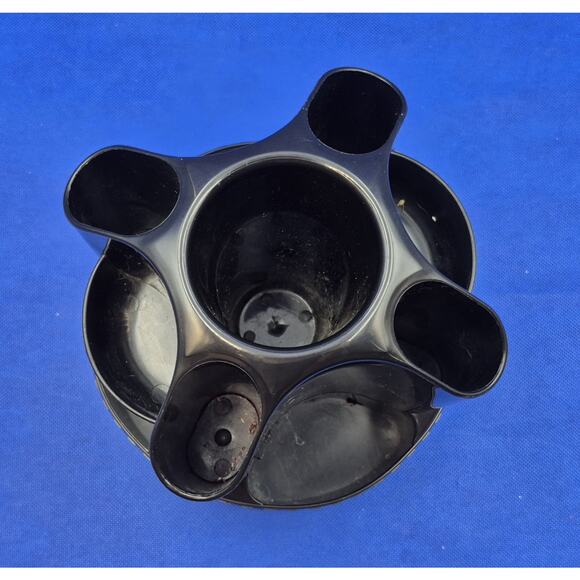 Vtg Oxford SDI Black Revolving Desk Organizer Sturdy Plastic 11 Sections 8.5" - Picture 1 of 10